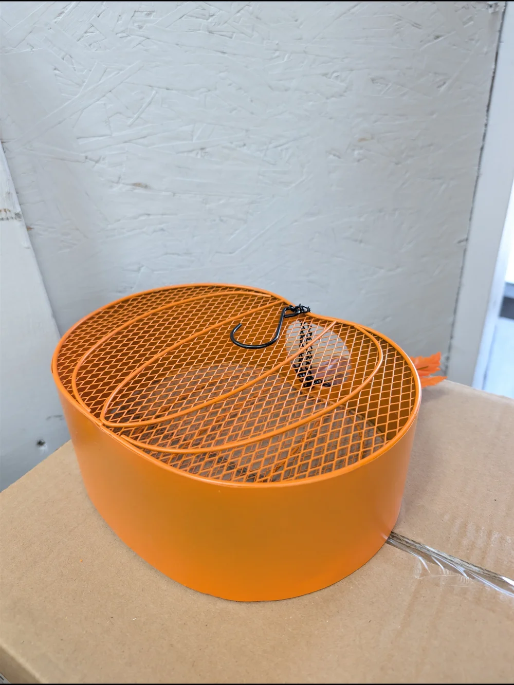 Decorative Orange Pumpkin Bird Feeder w/ Chain & Hook - Brand New